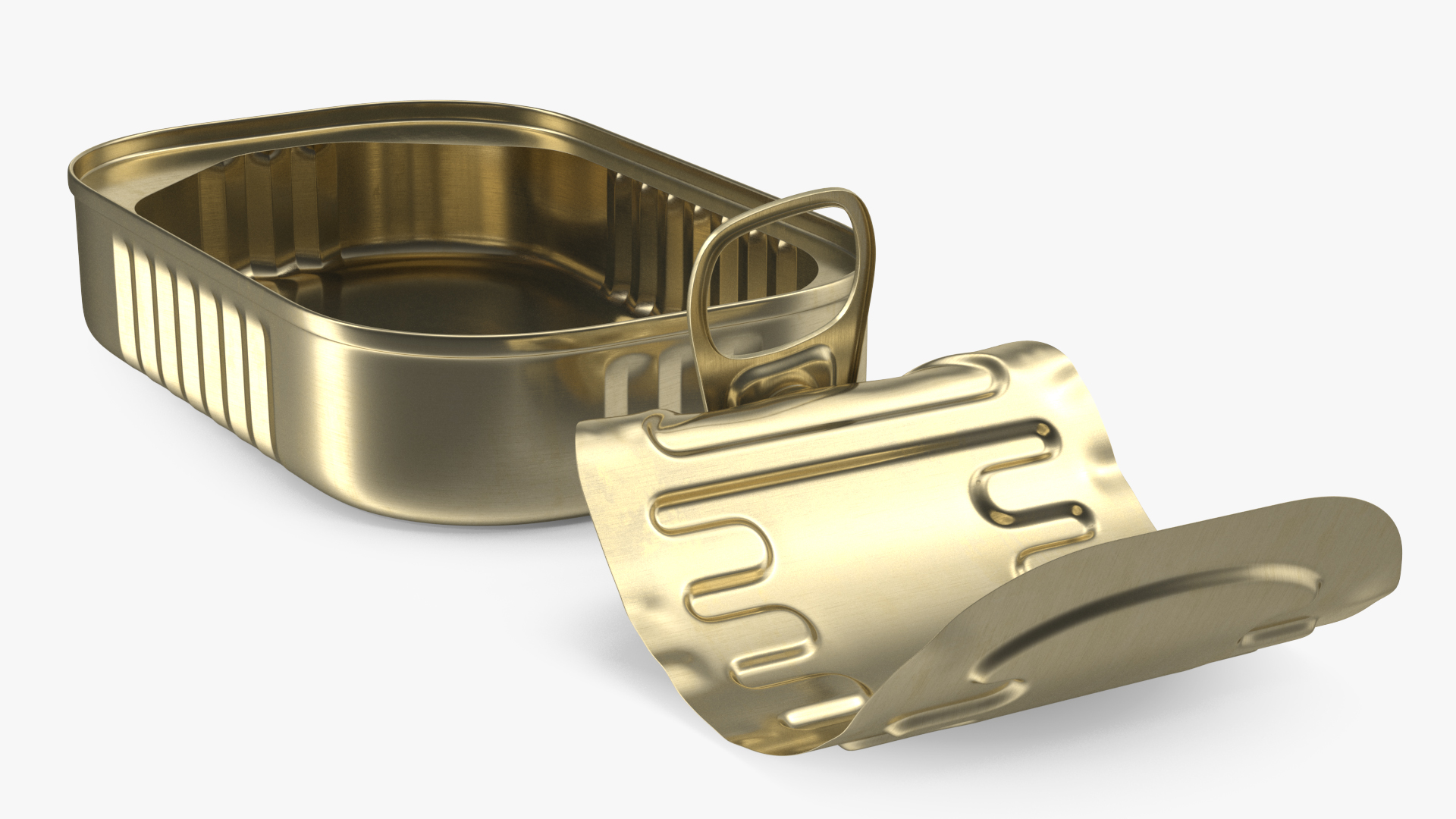 Open Rectangular Pull Ring Tin Can 3D model