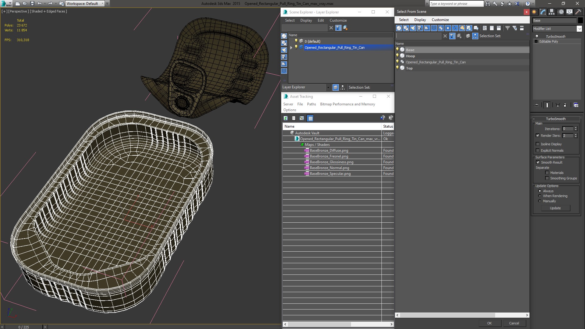 Open Rectangular Pull Ring Tin Can 3D model