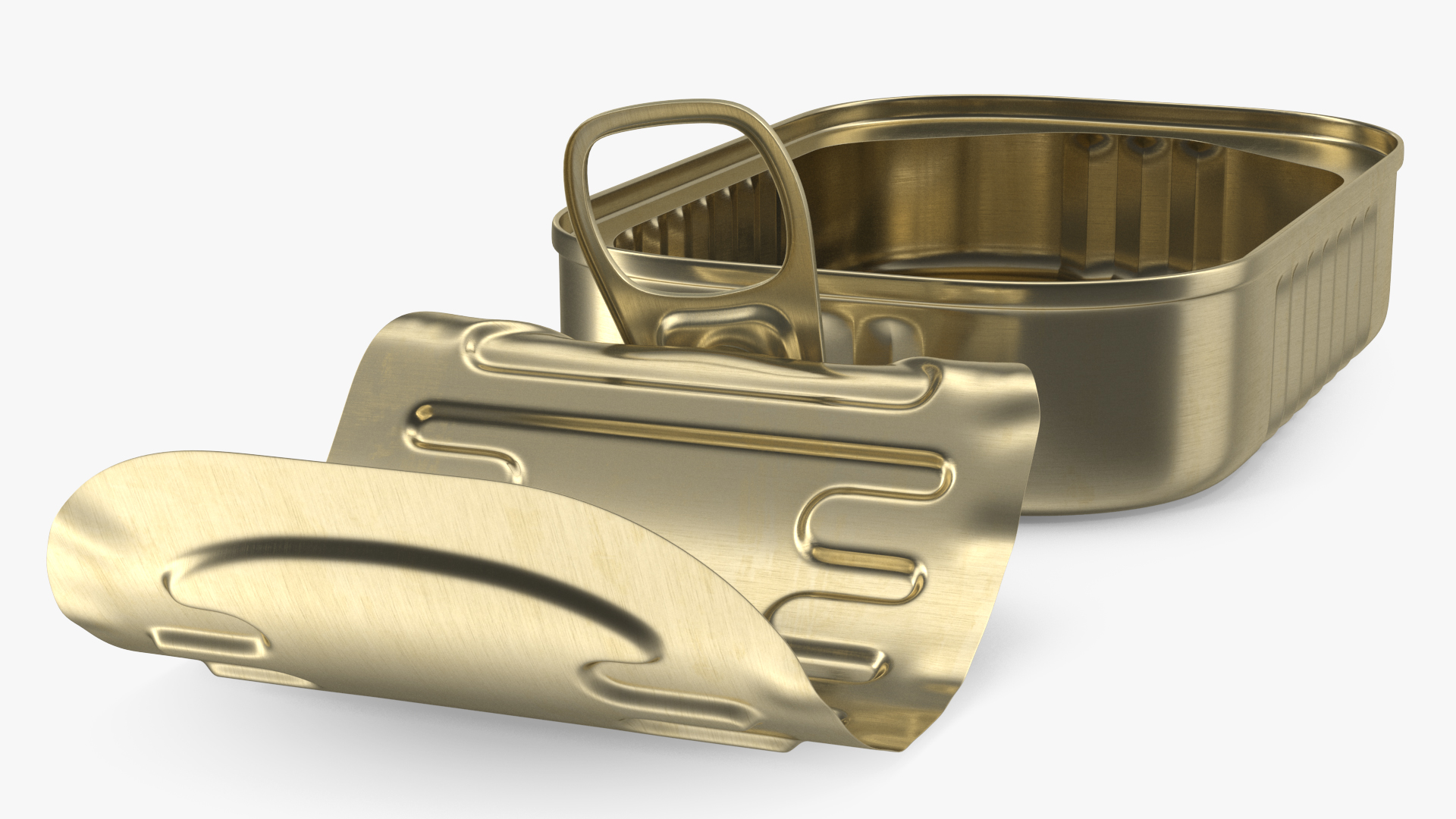 Open Rectangular Pull Ring Tin Can 3D model