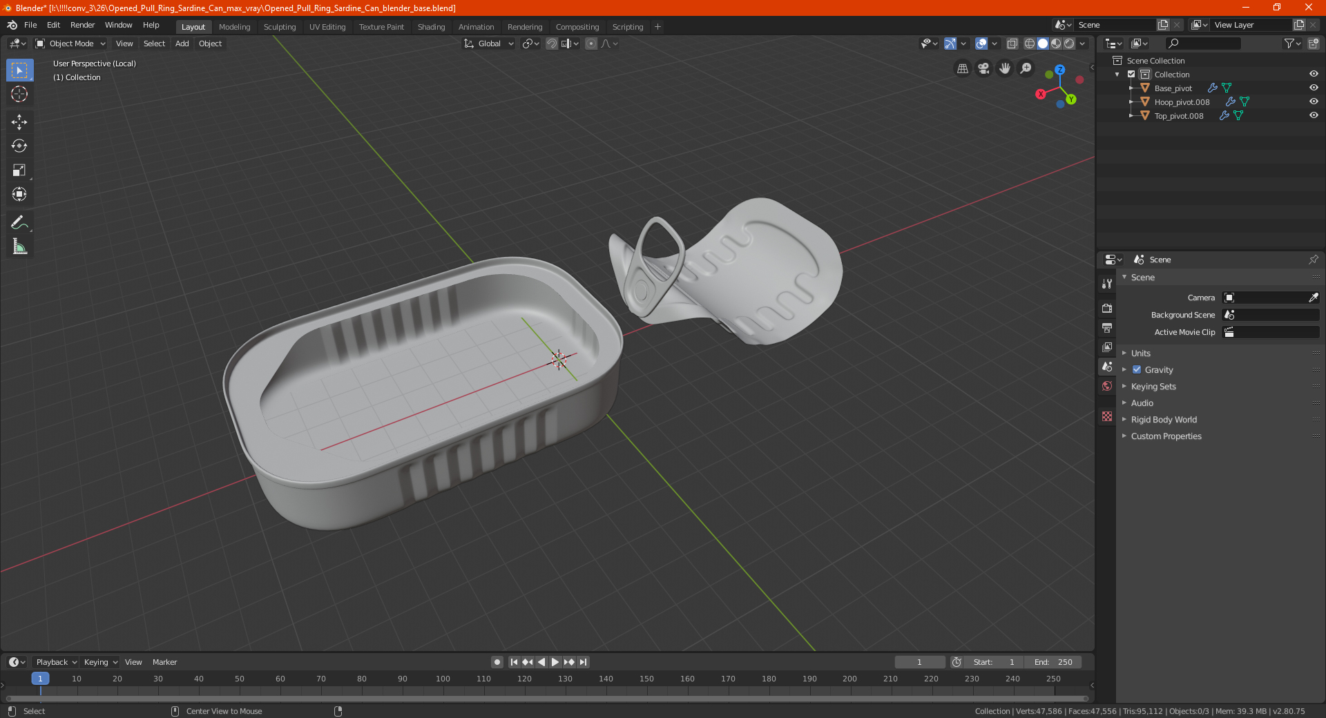 Open Rectangular Pull Ring Tin Can 3D model