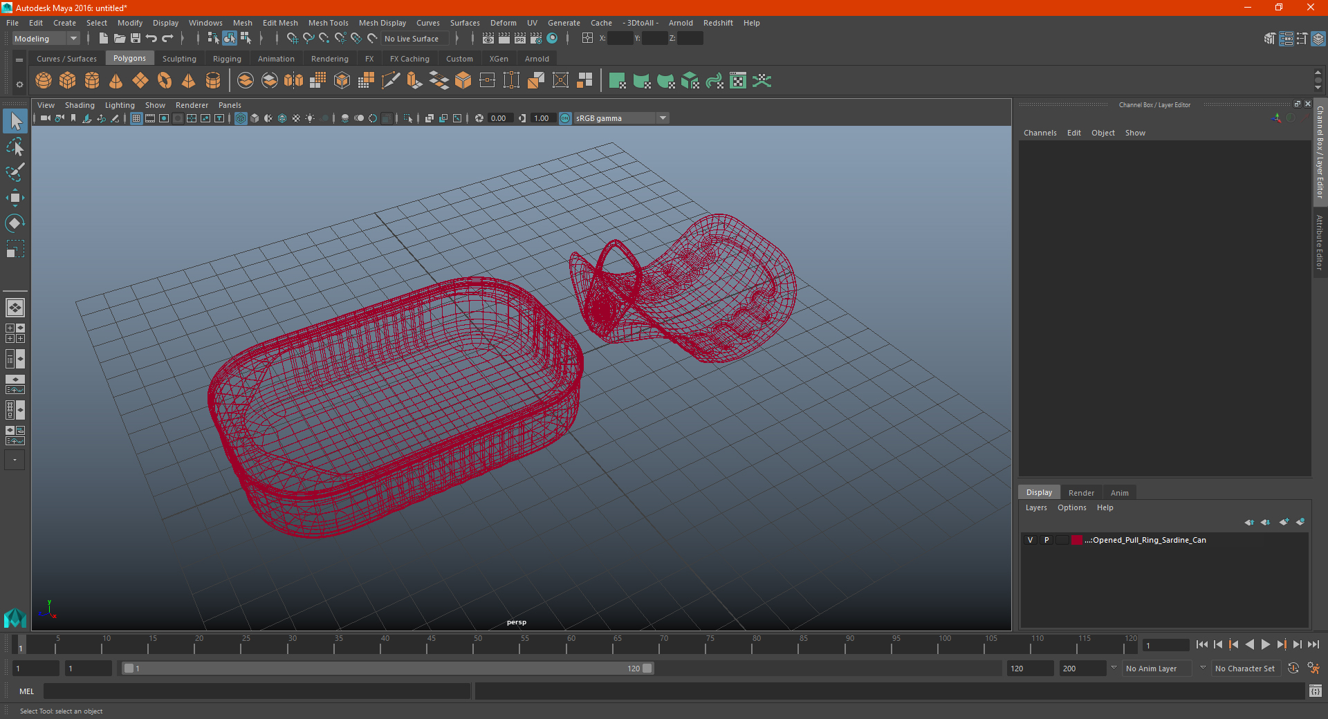 Open Rectangular Pull Ring Tin Can 3D model