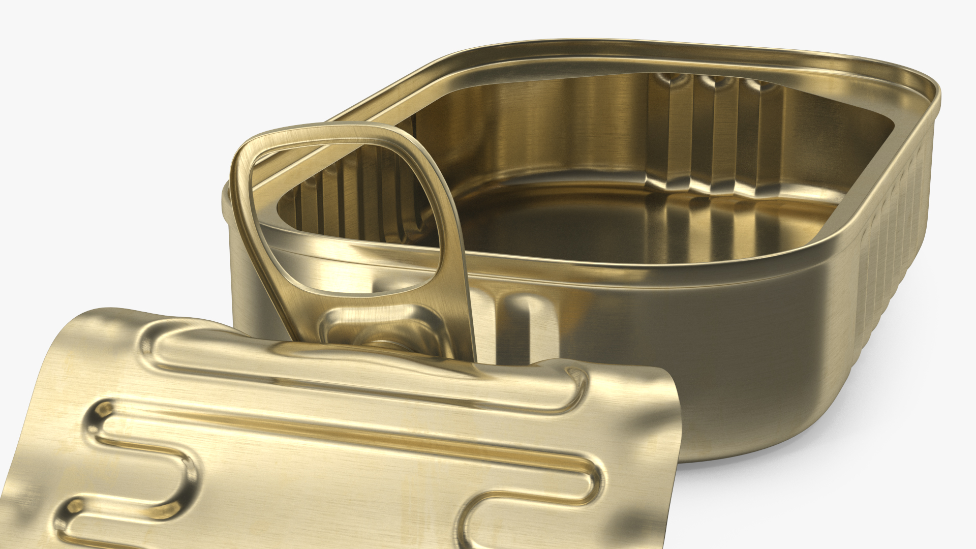 Open Rectangular Pull Ring Tin Can 3D model