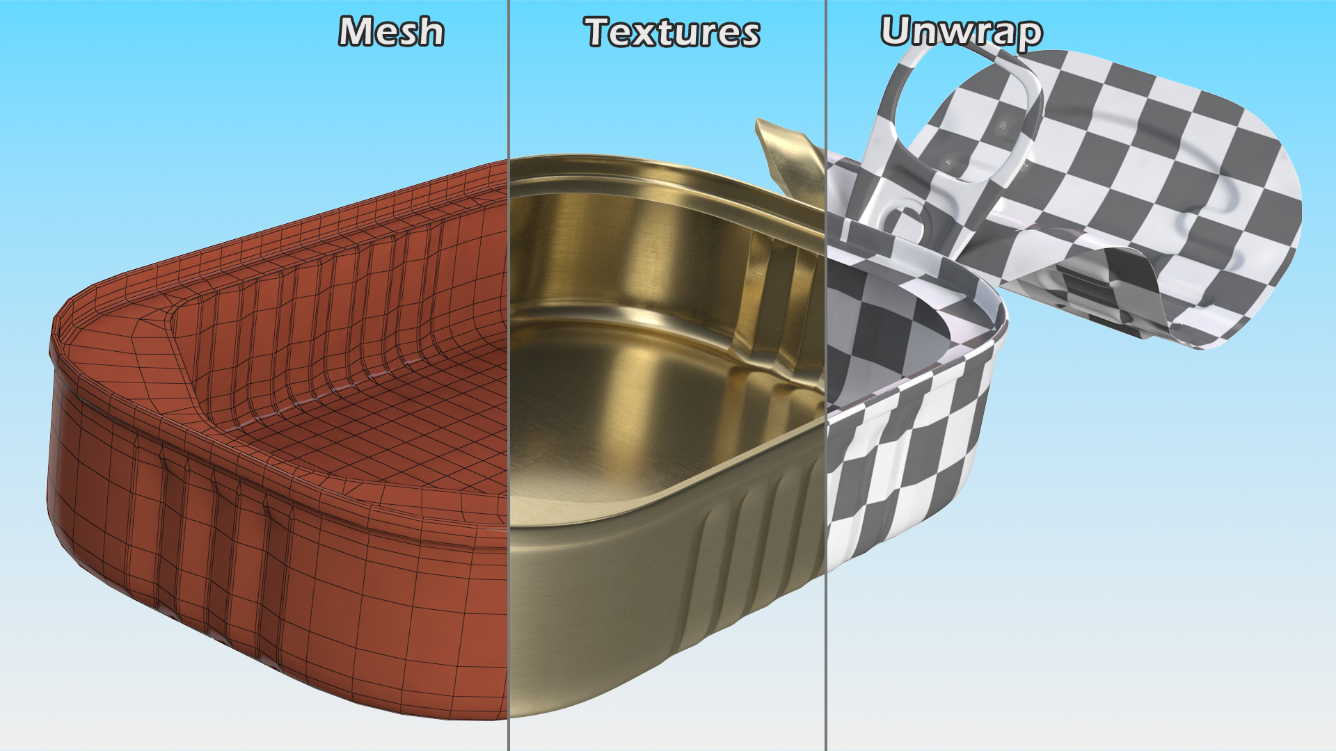 Open Rectangular Pull Ring Tin Can 3D model