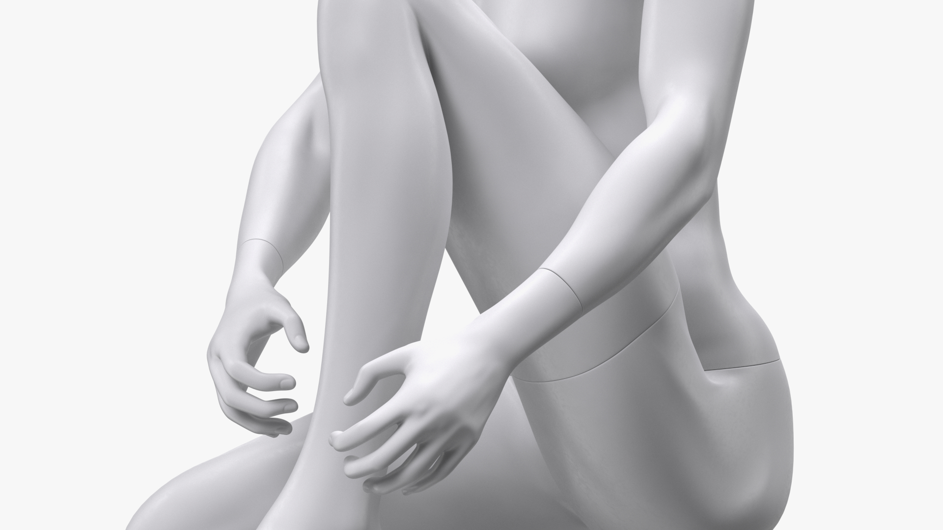 White Sports Mannequin Female Sitting 3D