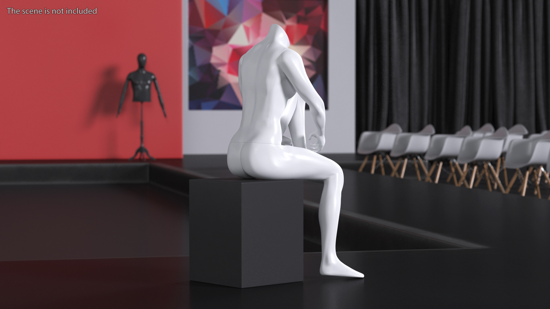 White Sports Mannequin Female Sitting 3D