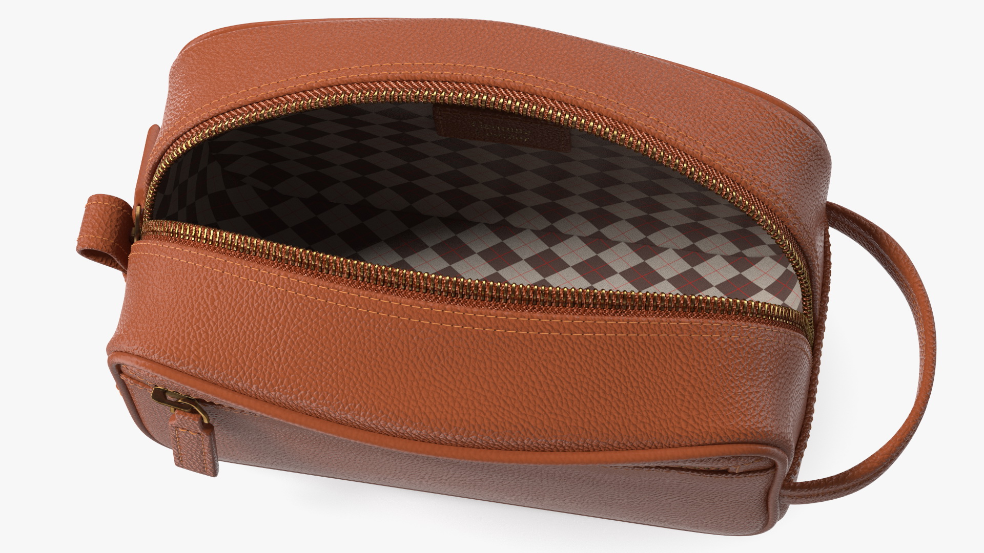 3D Open Cosmetic Bag Leather Brown