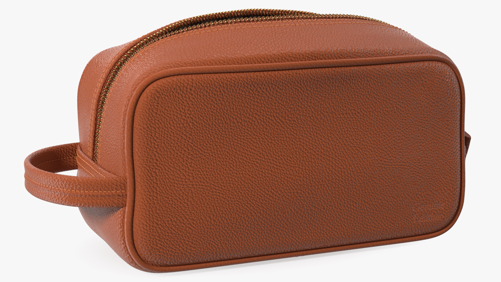 3D Open Cosmetic Bag Leather Brown