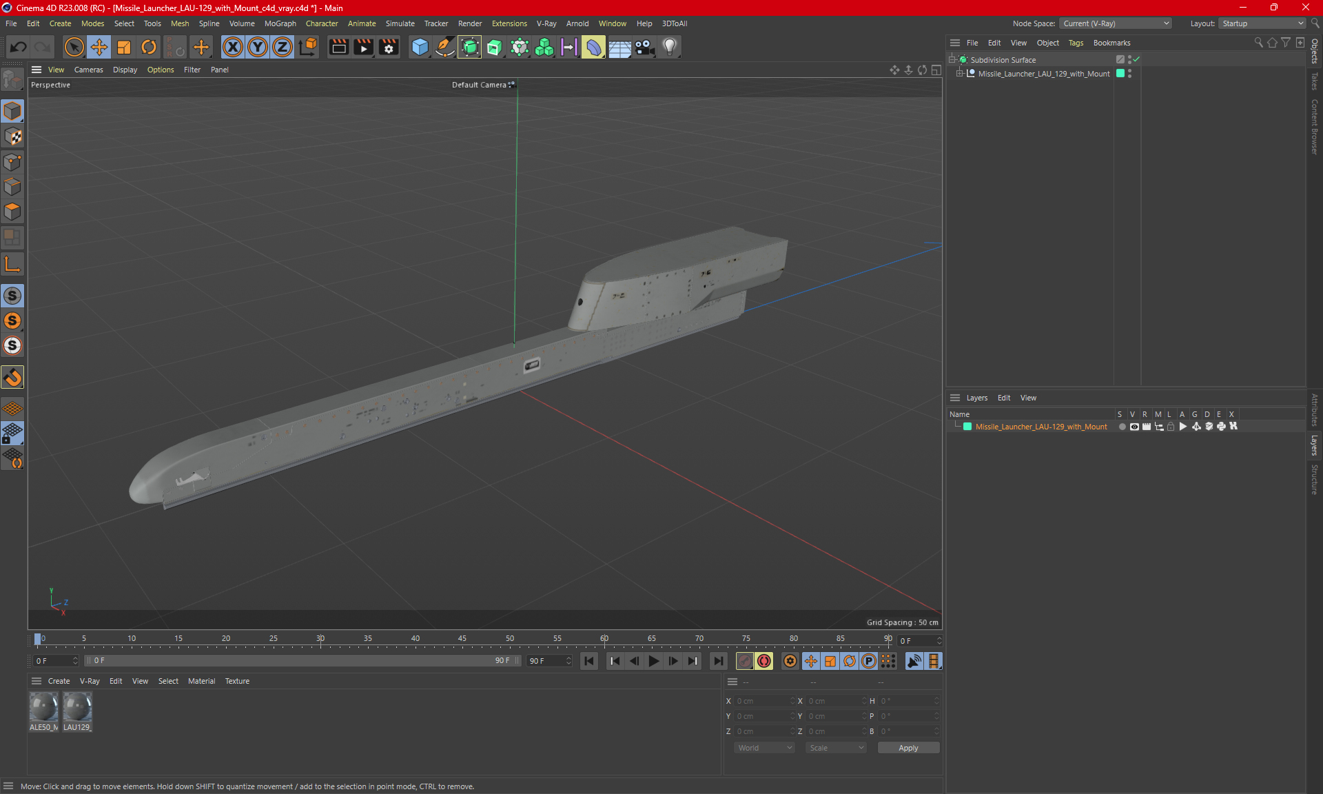 3D model Missile Launcher LAU-129 With Mount