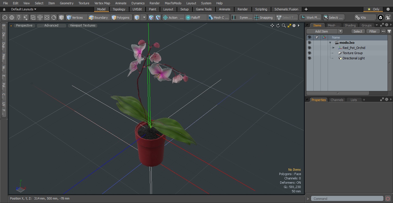 Red Pot Orchid 3D model