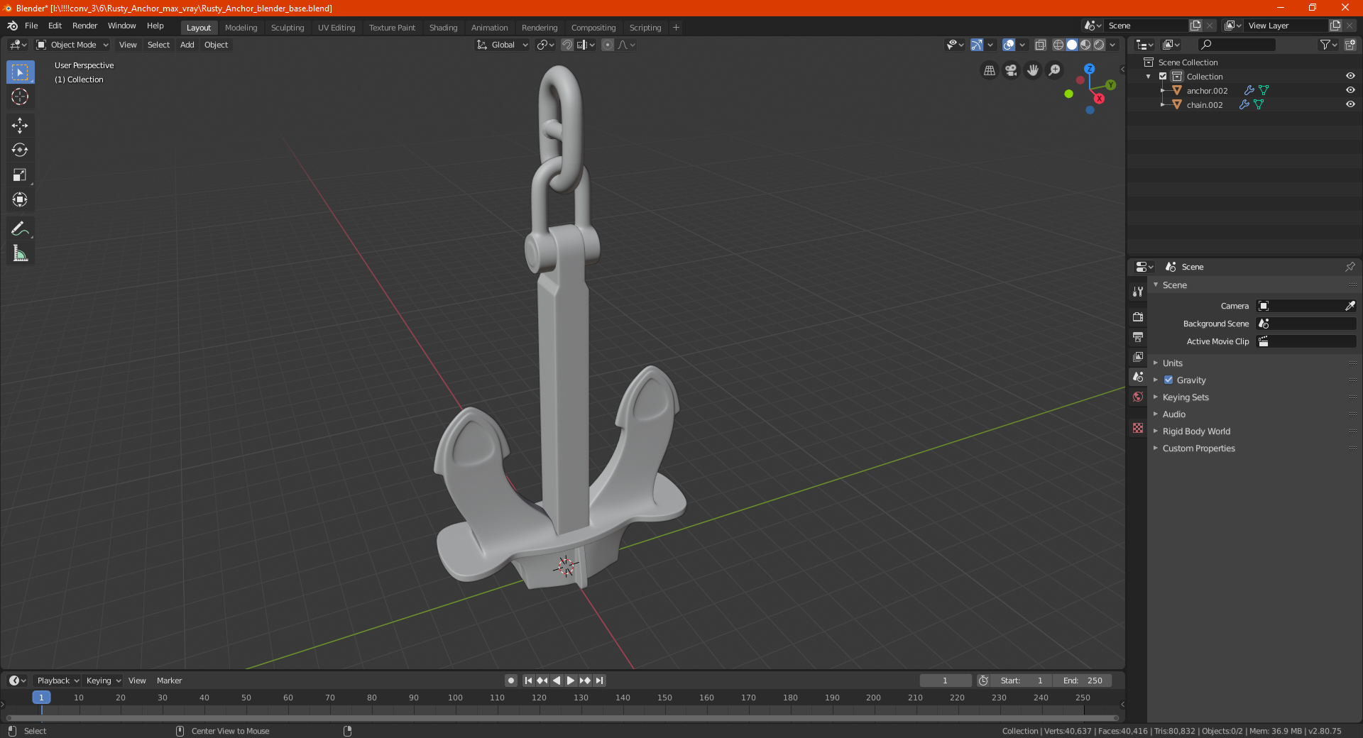 Rusty Anchor 3D