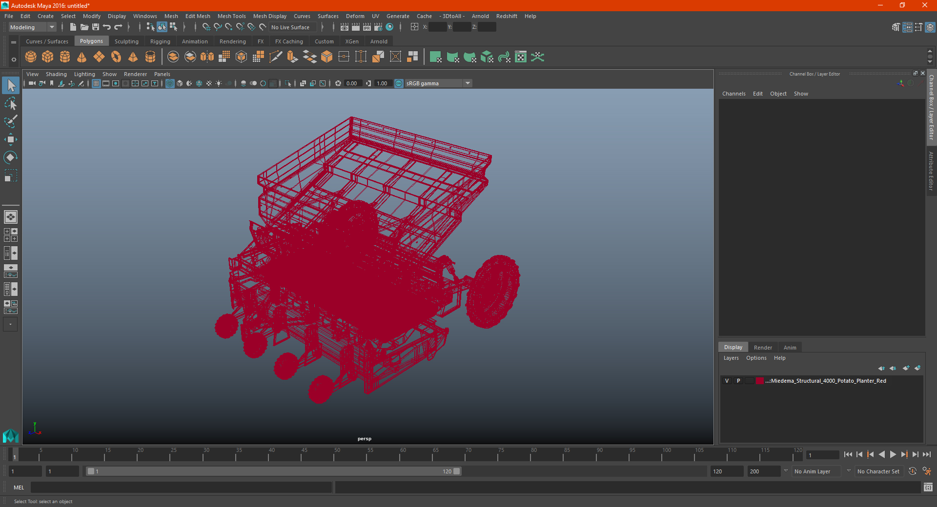 Miedema Structural 4000 Potato Planter Red 3D