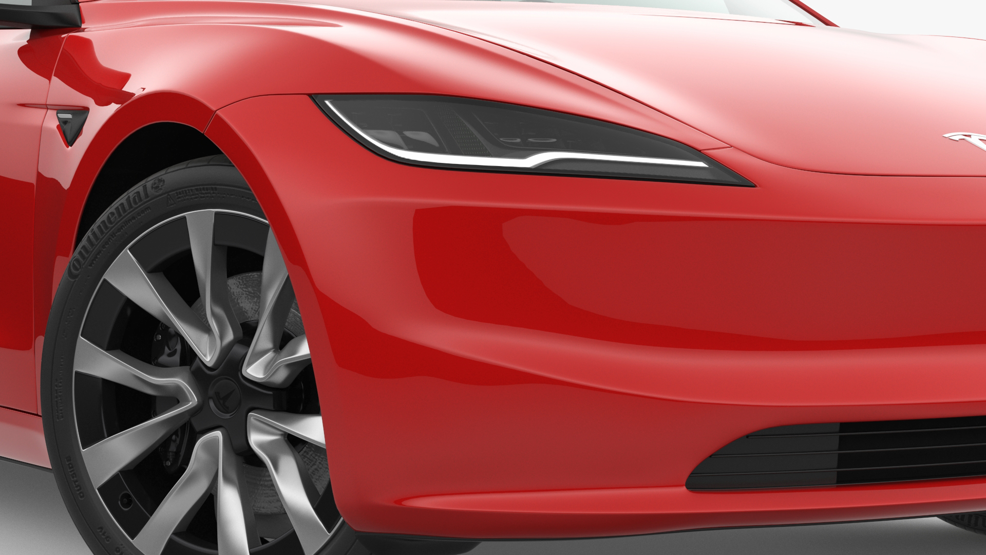 3D Tesla Model 3 2024 Red Lights On Rigged for Maya model