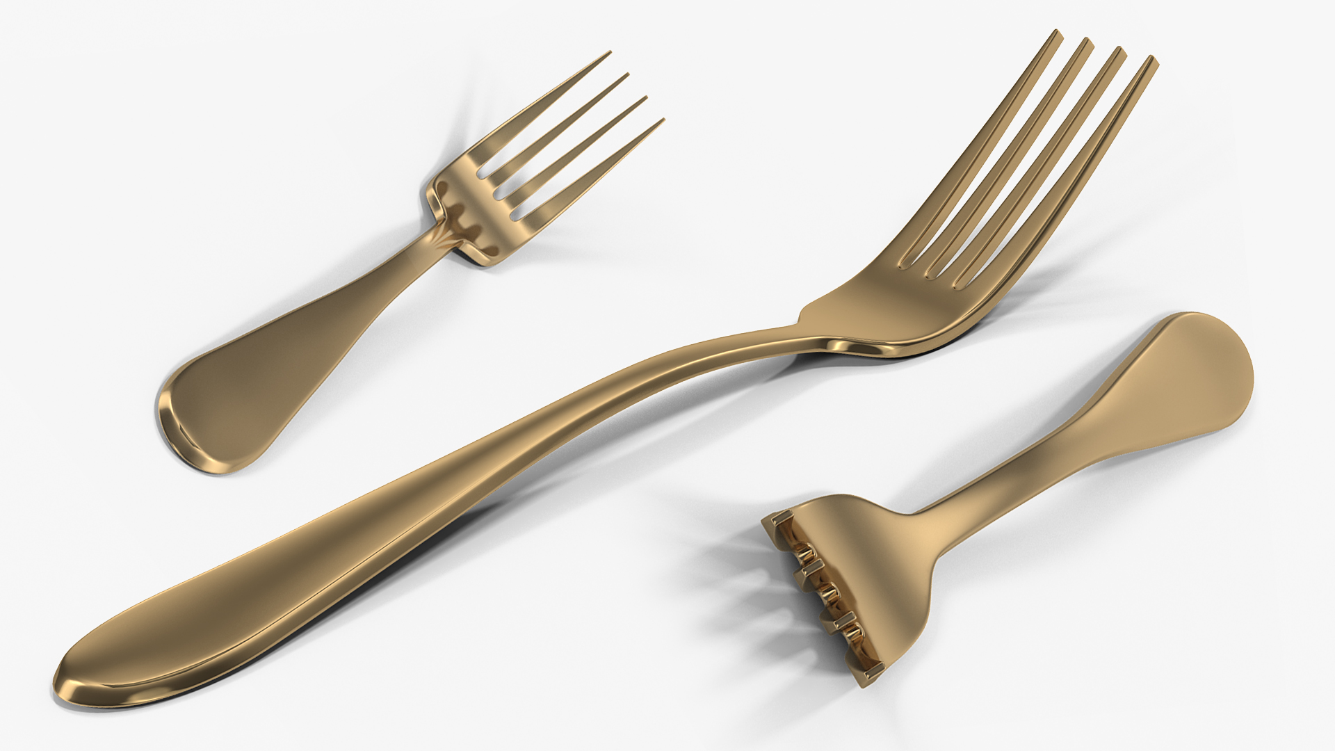 Golden Dessert Fork 3D model