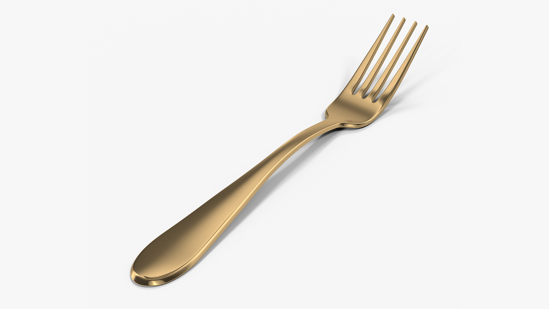 Golden Dessert Fork 3D model