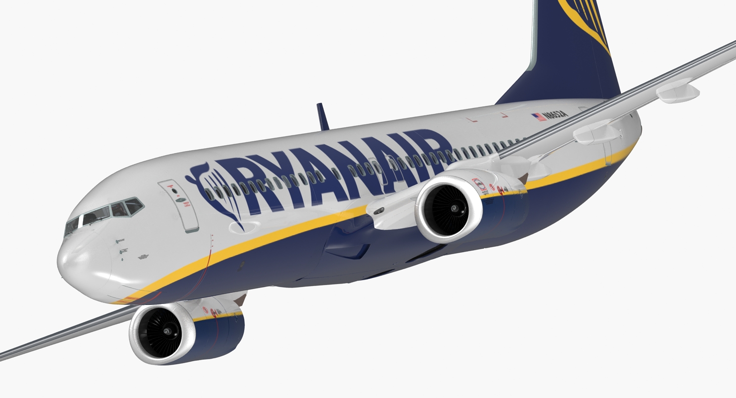 3D Boeing 737 800 with Interior Ryanair Rigged model