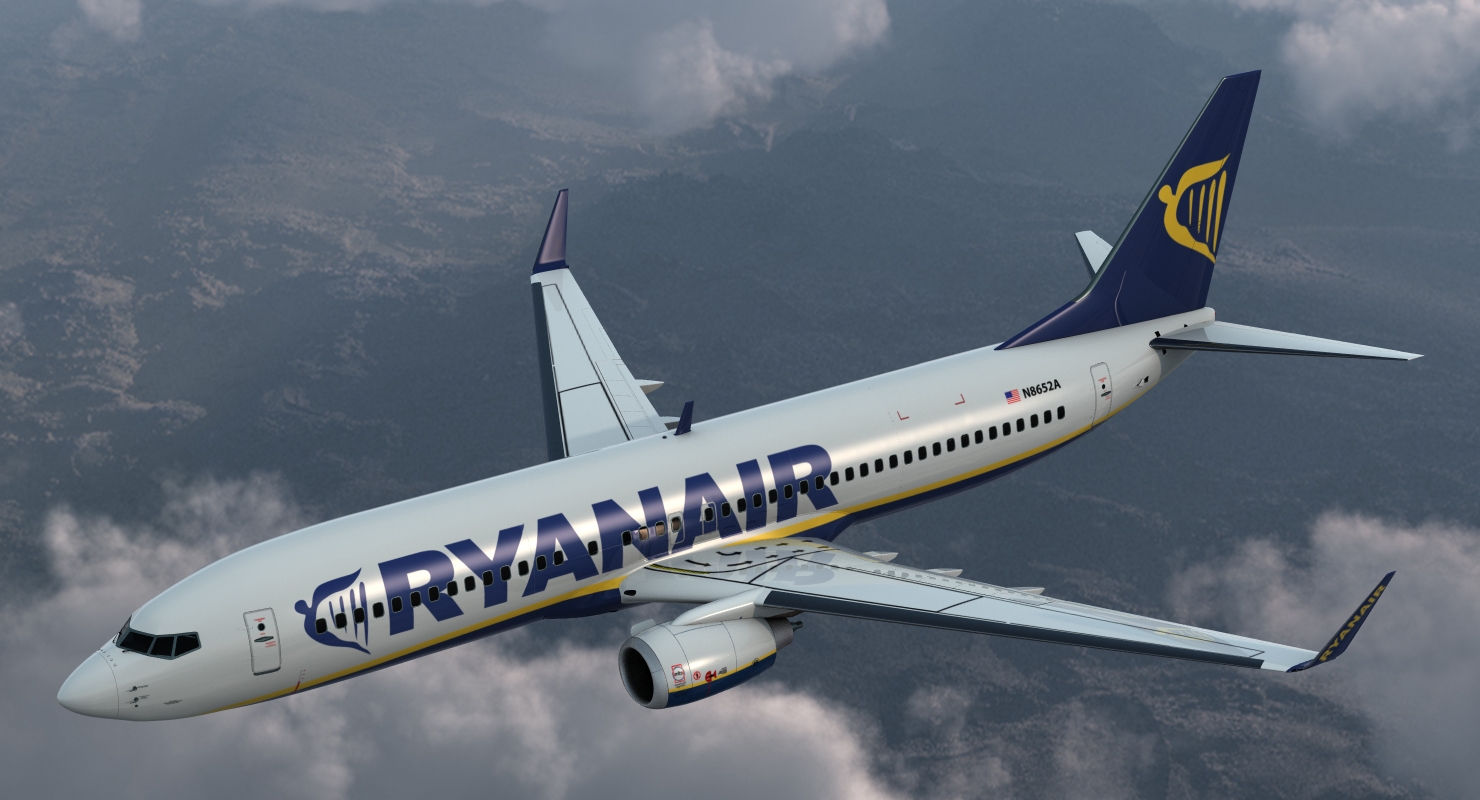 3D Boeing 737 800 with Interior Ryanair Rigged model