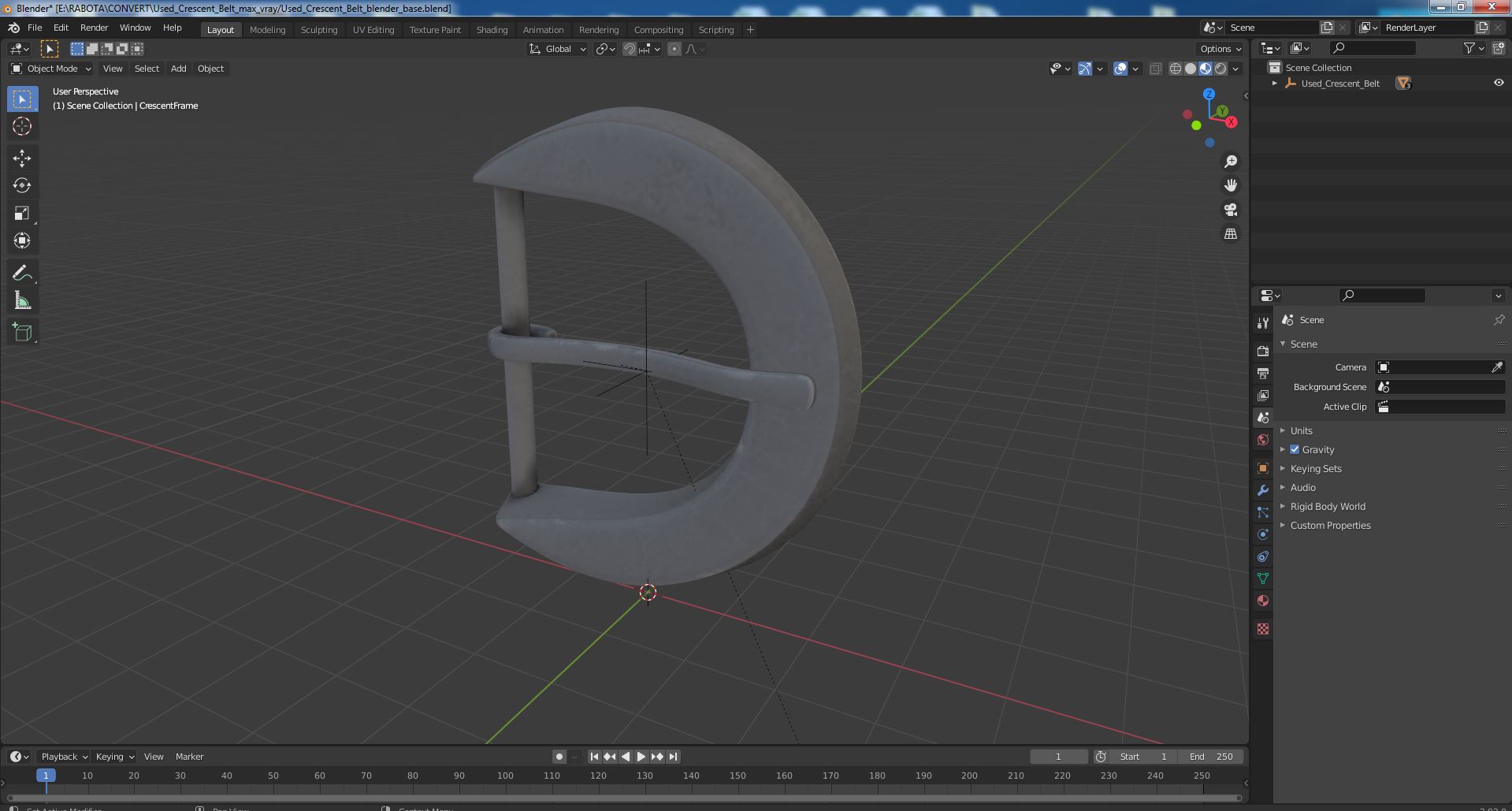 3D Used Crescent Belt model