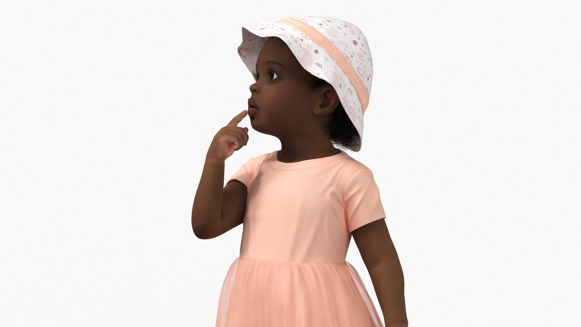 3D African Baby Girl Light Skin in Summer Surprised model