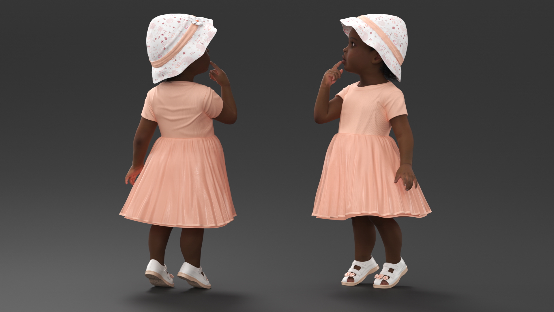 3D African Baby Girl Light Skin in Summer Surprised model