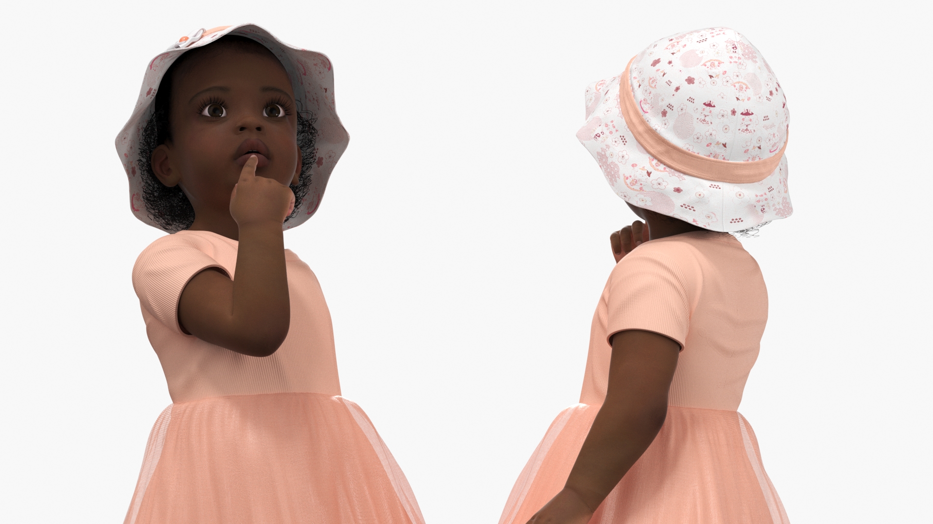 3D African Baby Girl Light Skin in Summer Surprised model