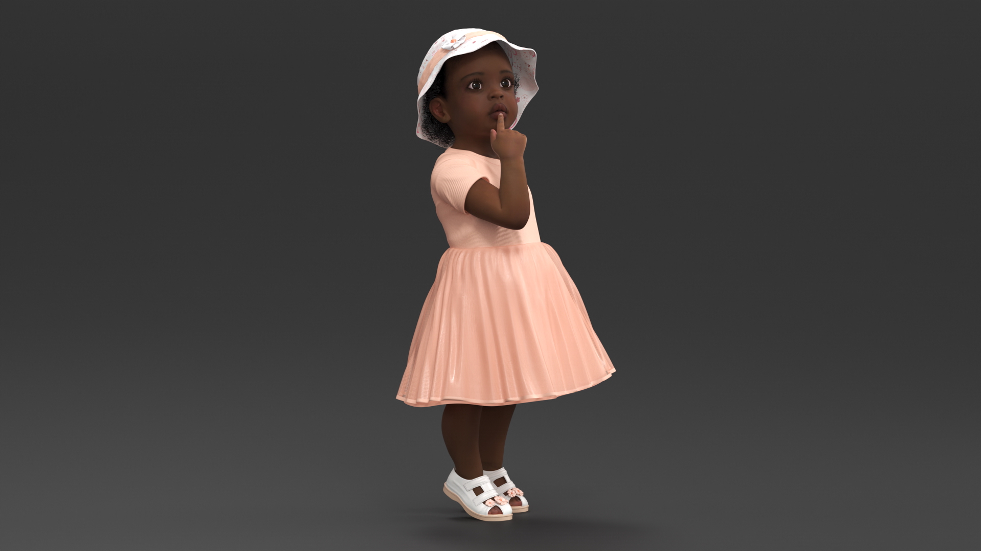 3D African Baby Girl Light Skin in Summer Surprised model