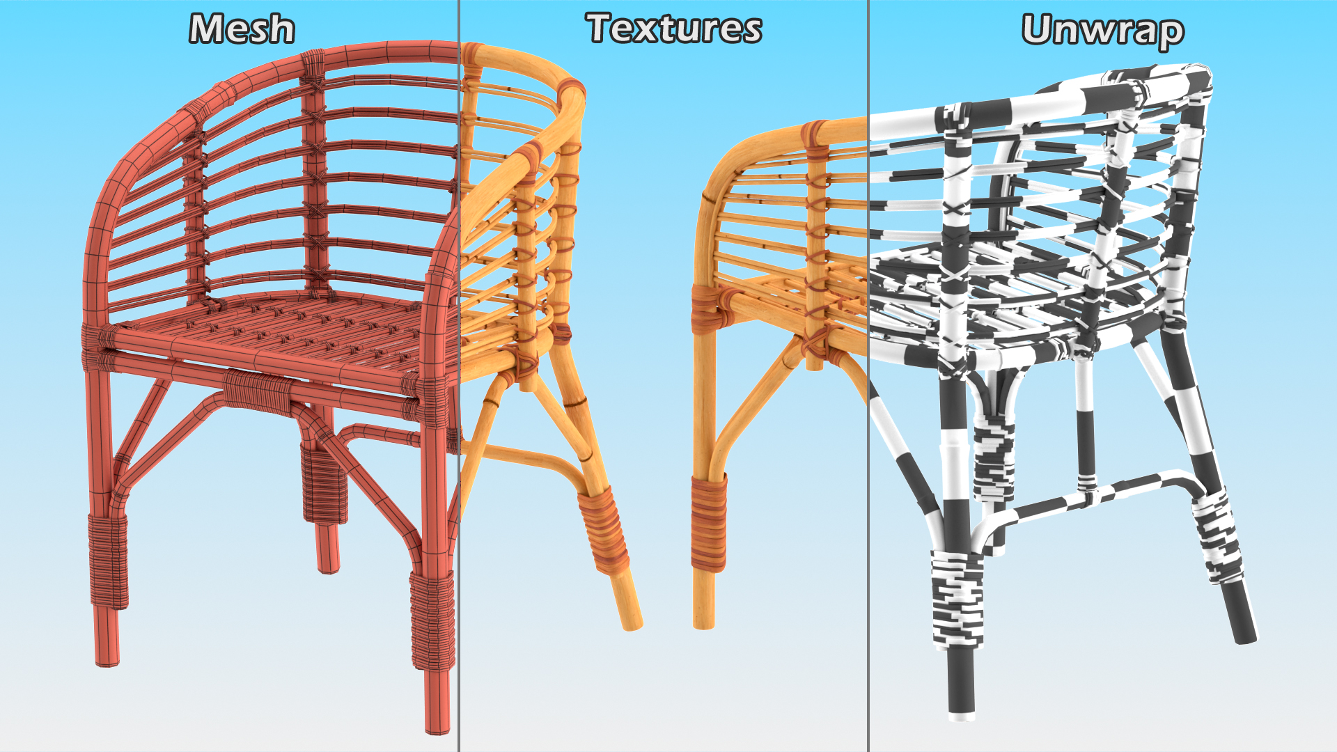 3D model Bamboo Chair with Armrest