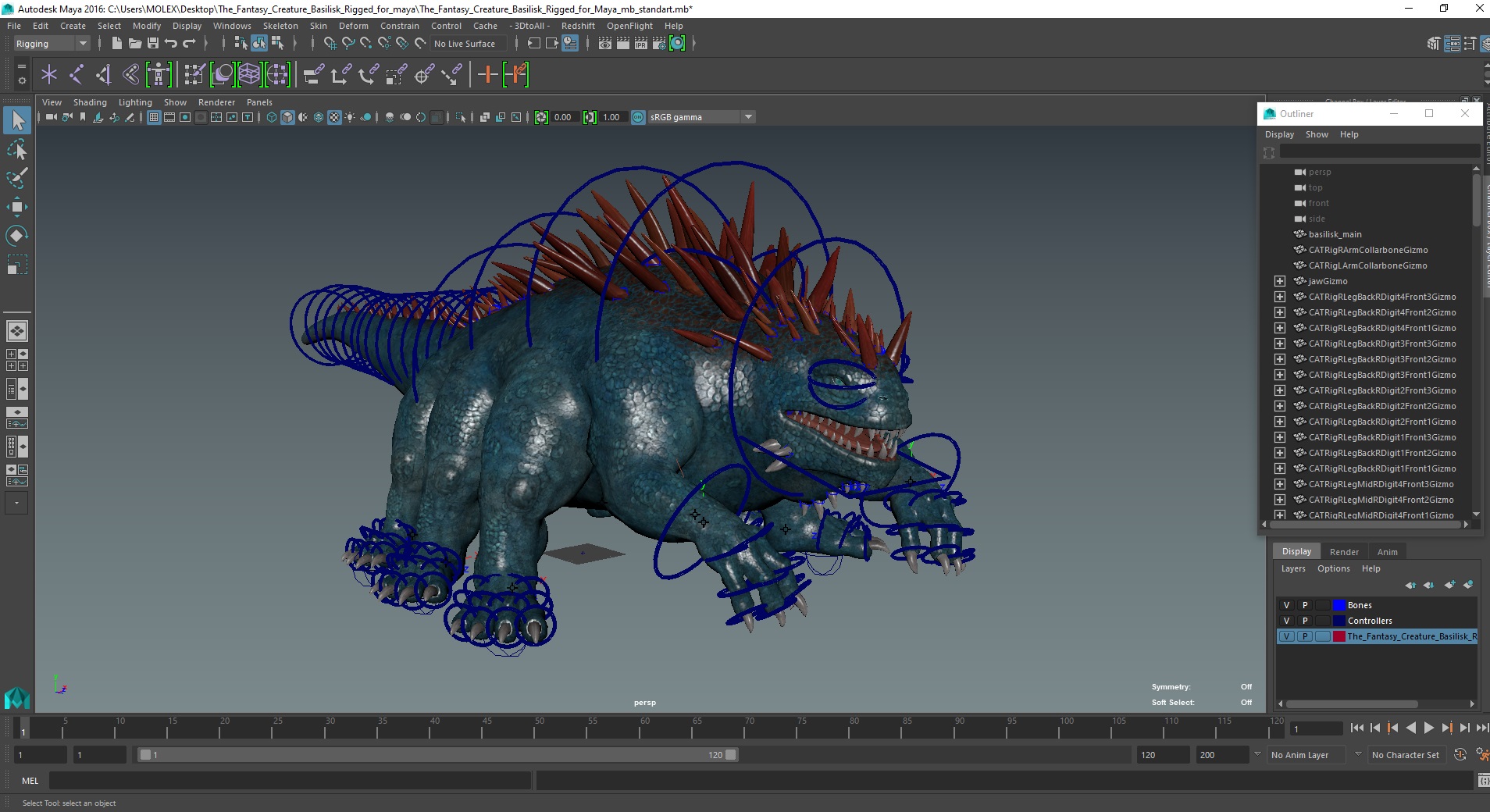 3D model The Fantasy Creature Basilisk Rigged for Maya