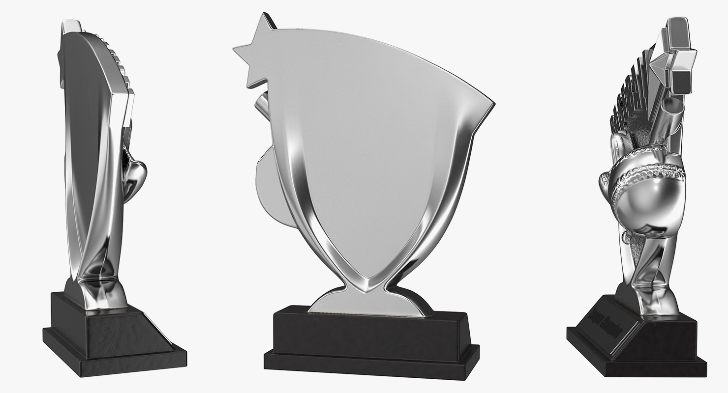 Silver Baseball Trophy 3D