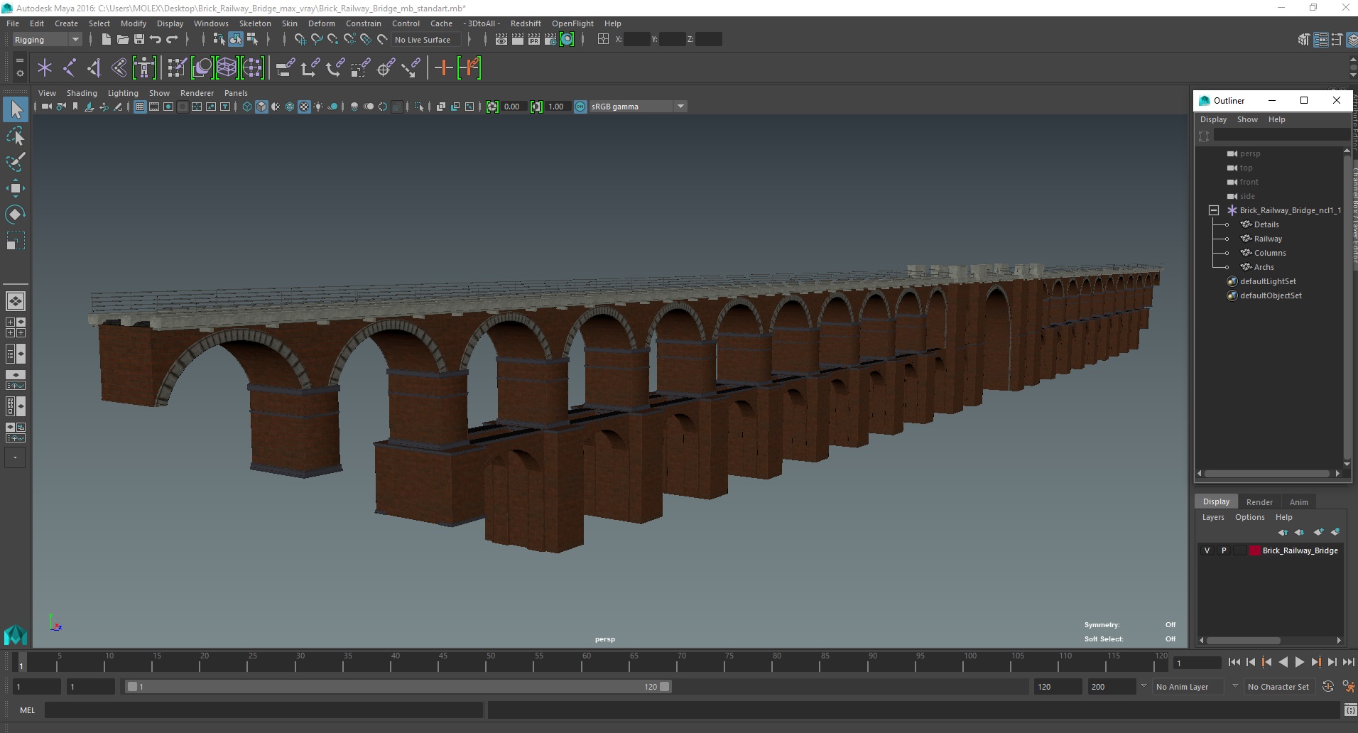 3D model Brick Railway Bridge