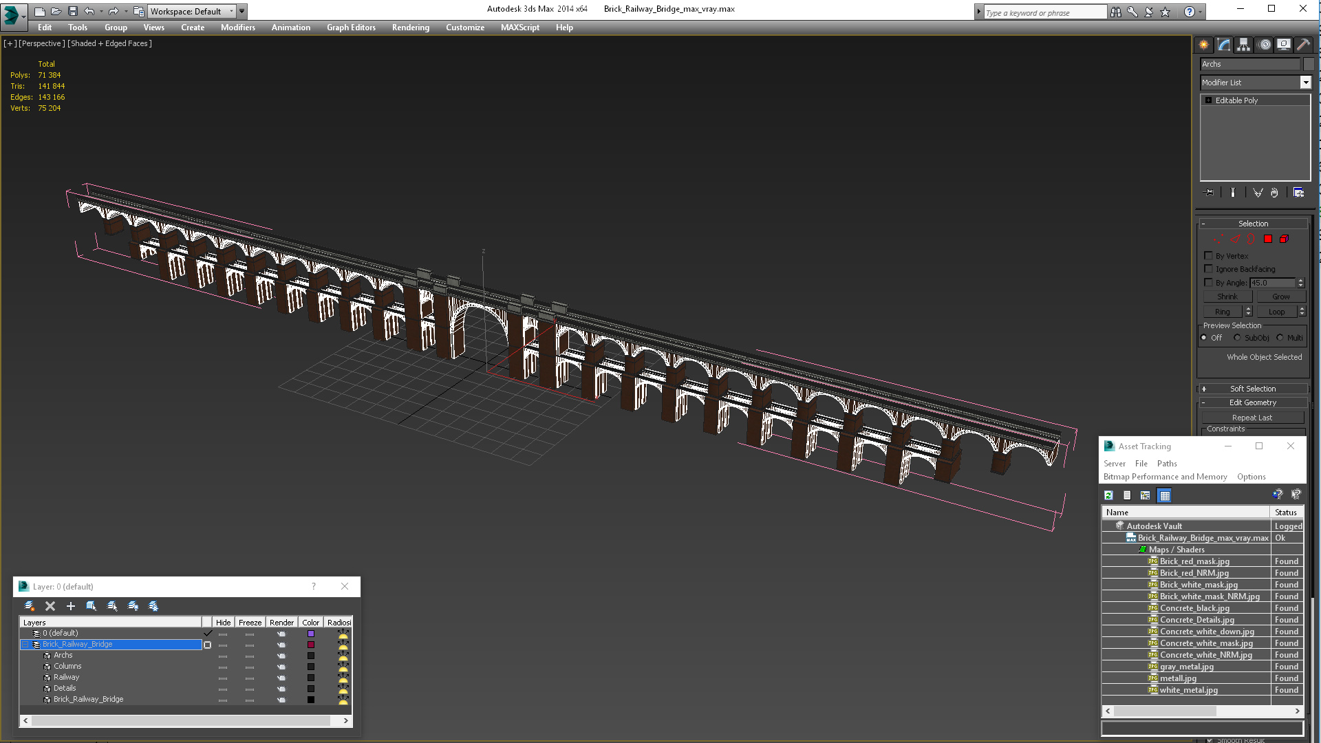 3D model Brick Railway Bridge