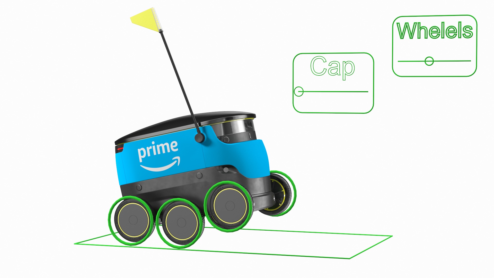 Self-Driving Robot Delivery Blue Rigged 3D model