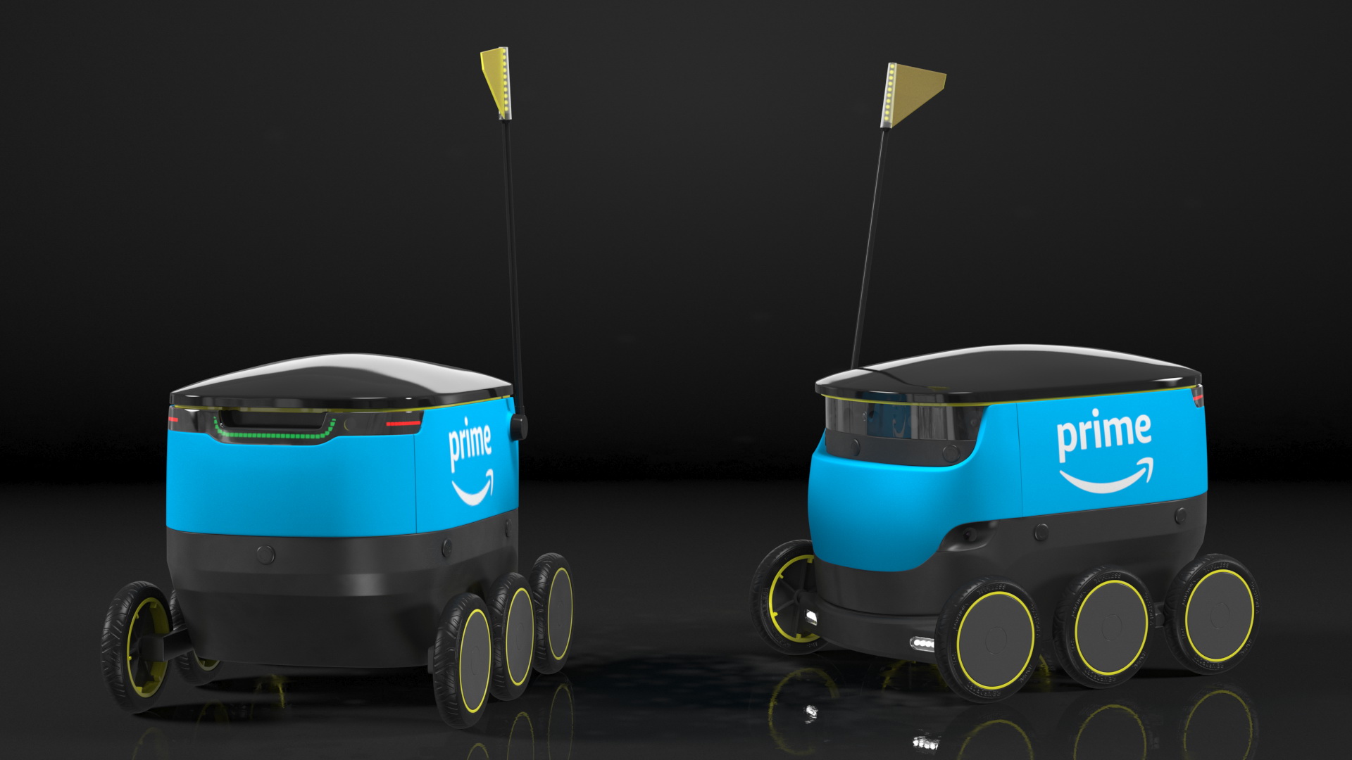 Self-Driving Robot Delivery Blue Rigged 3D model