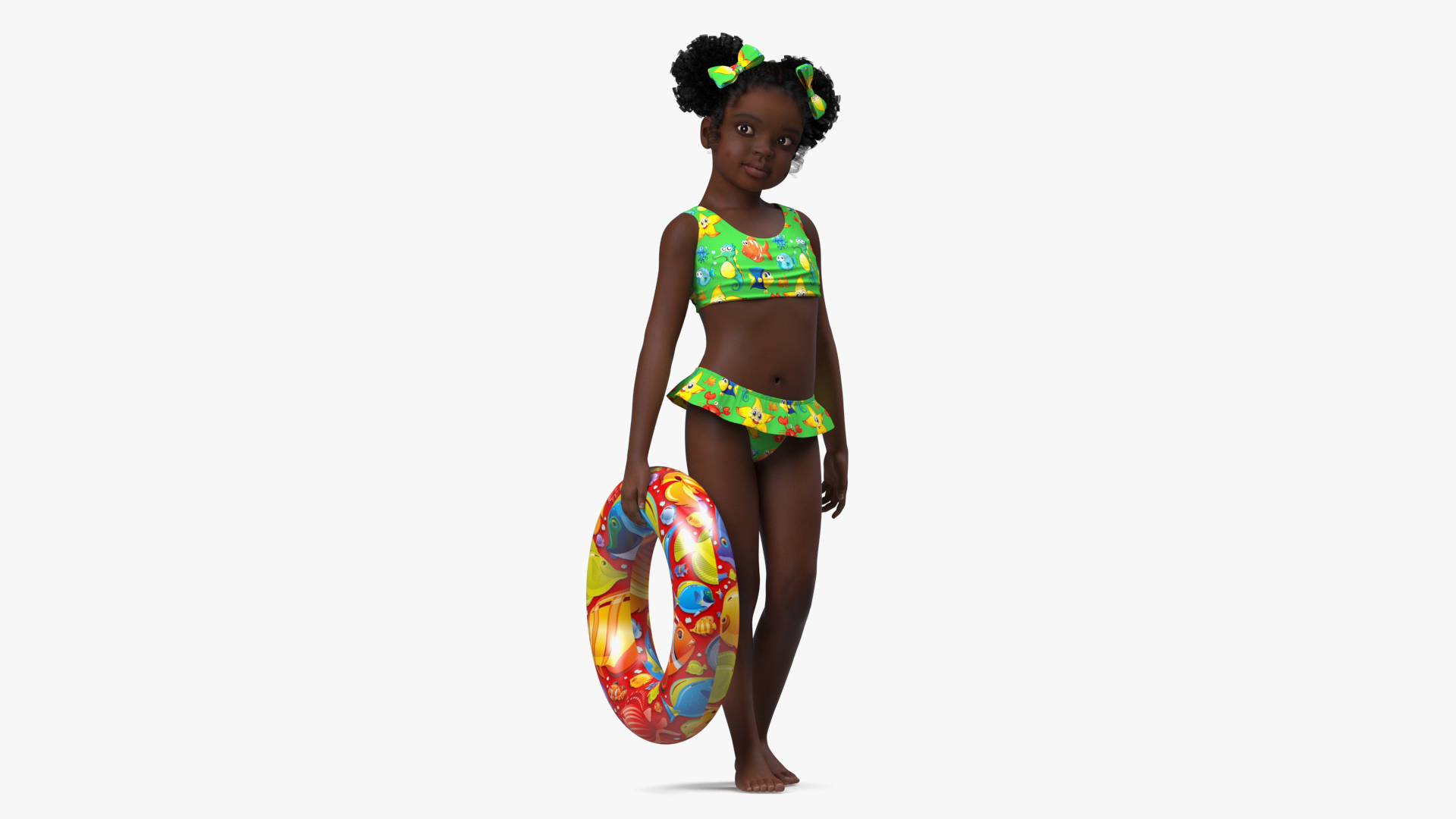 Black Child Girl Beach Style Rigged for Maya 3D model