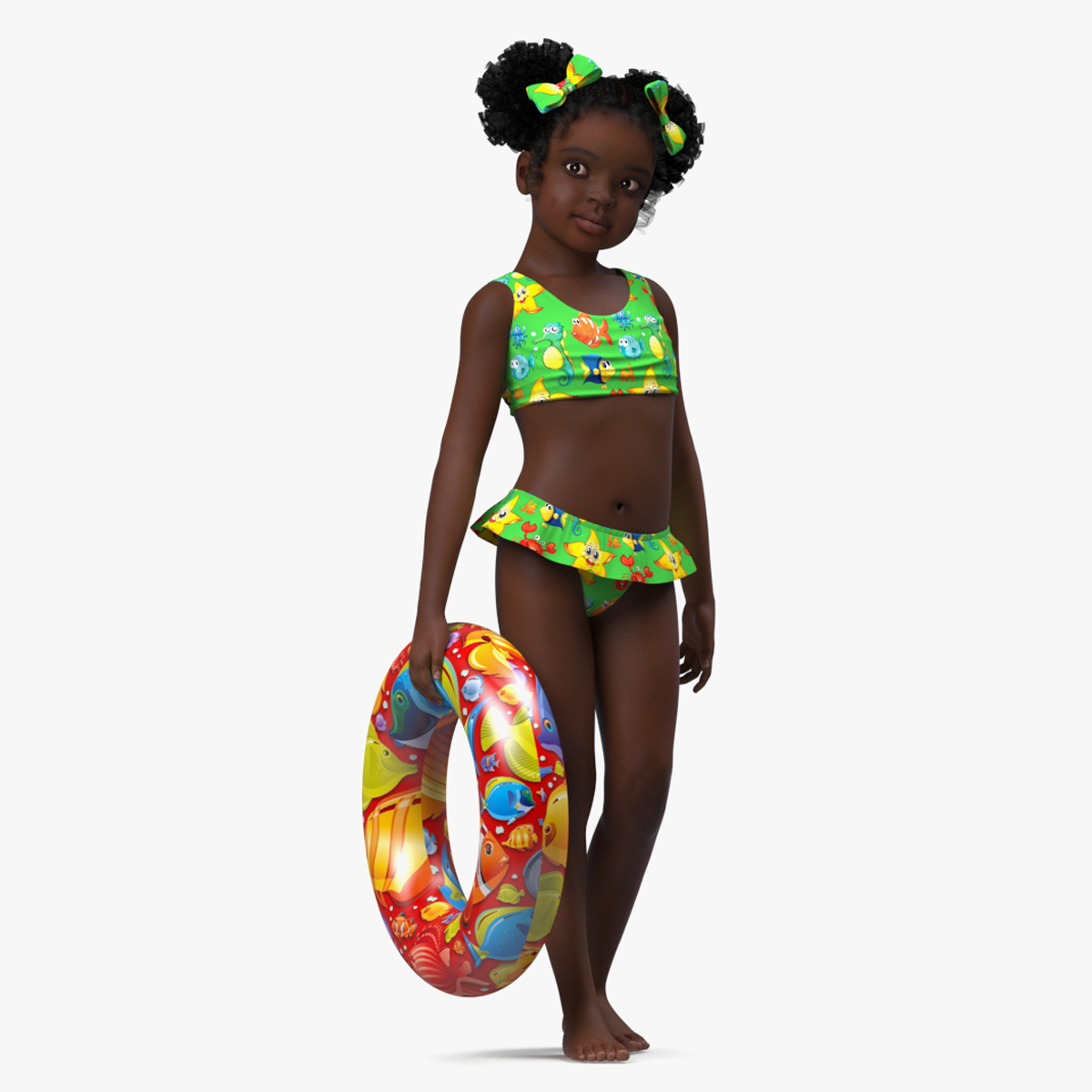 Black Child Girl Beach Style Rigged for Maya 3D model