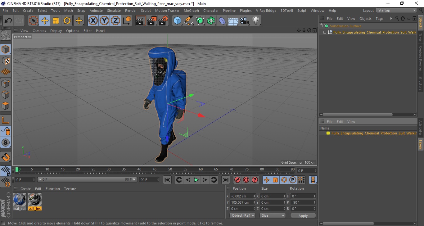 Fully Encapsulating Chemical Protection Suit Walking Pose 3D