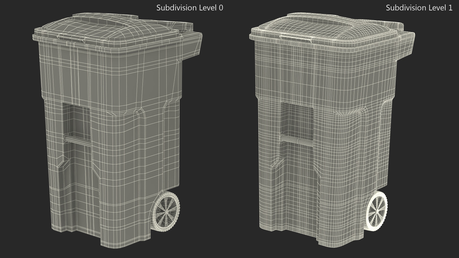 3D Orange Plastic Waste Bin with Wheels