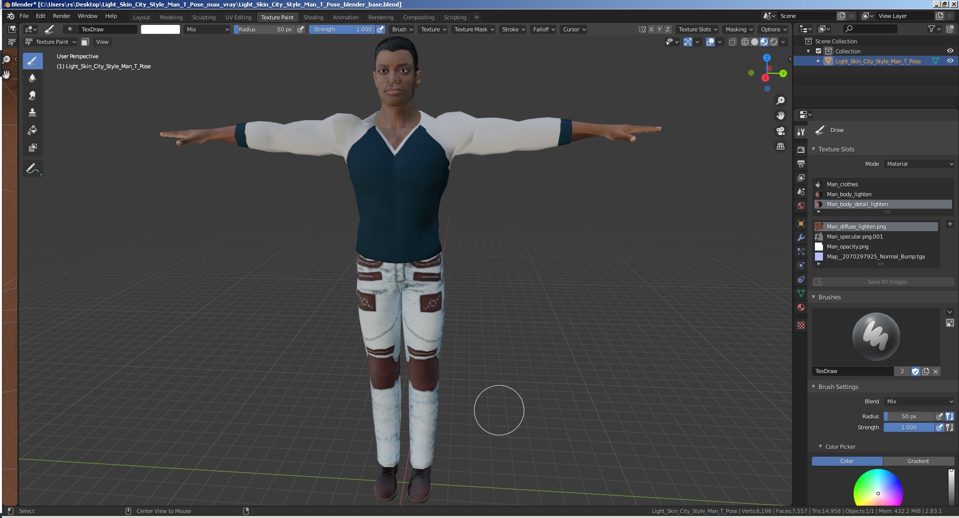 Light Skin City Style Man T Pose 3D