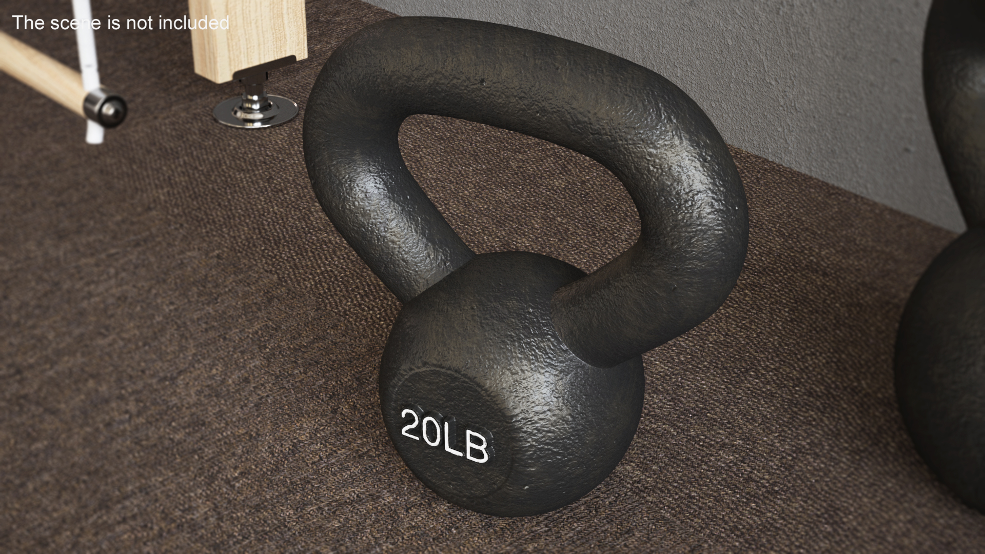 3D Wide Handle Iron Kettle Bell 20lb model