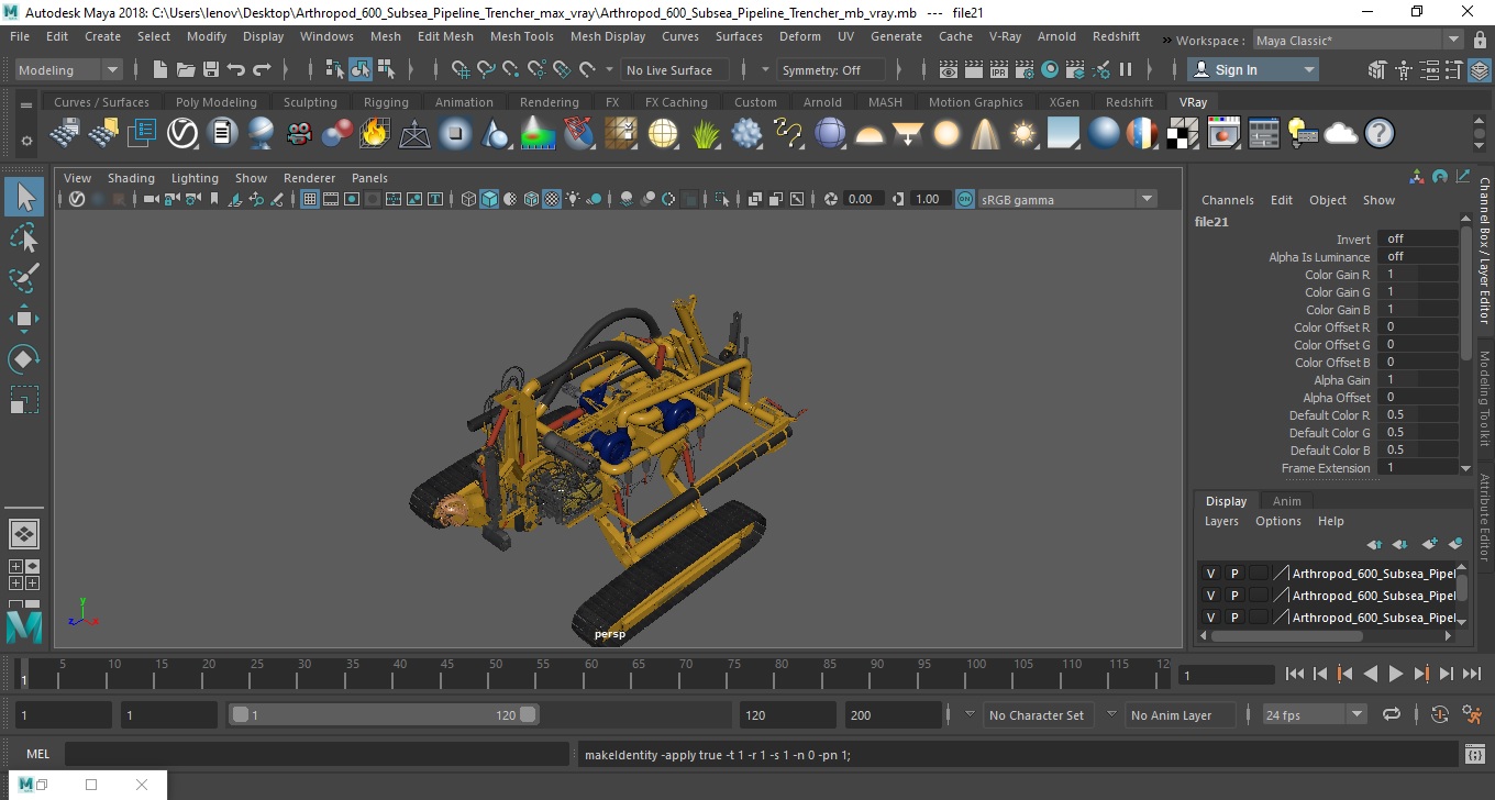 3D Arthropod 600 Subsea Pipeline Trencher model