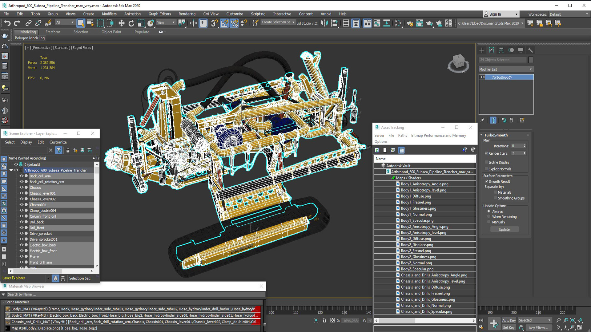 3D Arthropod 600 Subsea Pipeline Trencher model