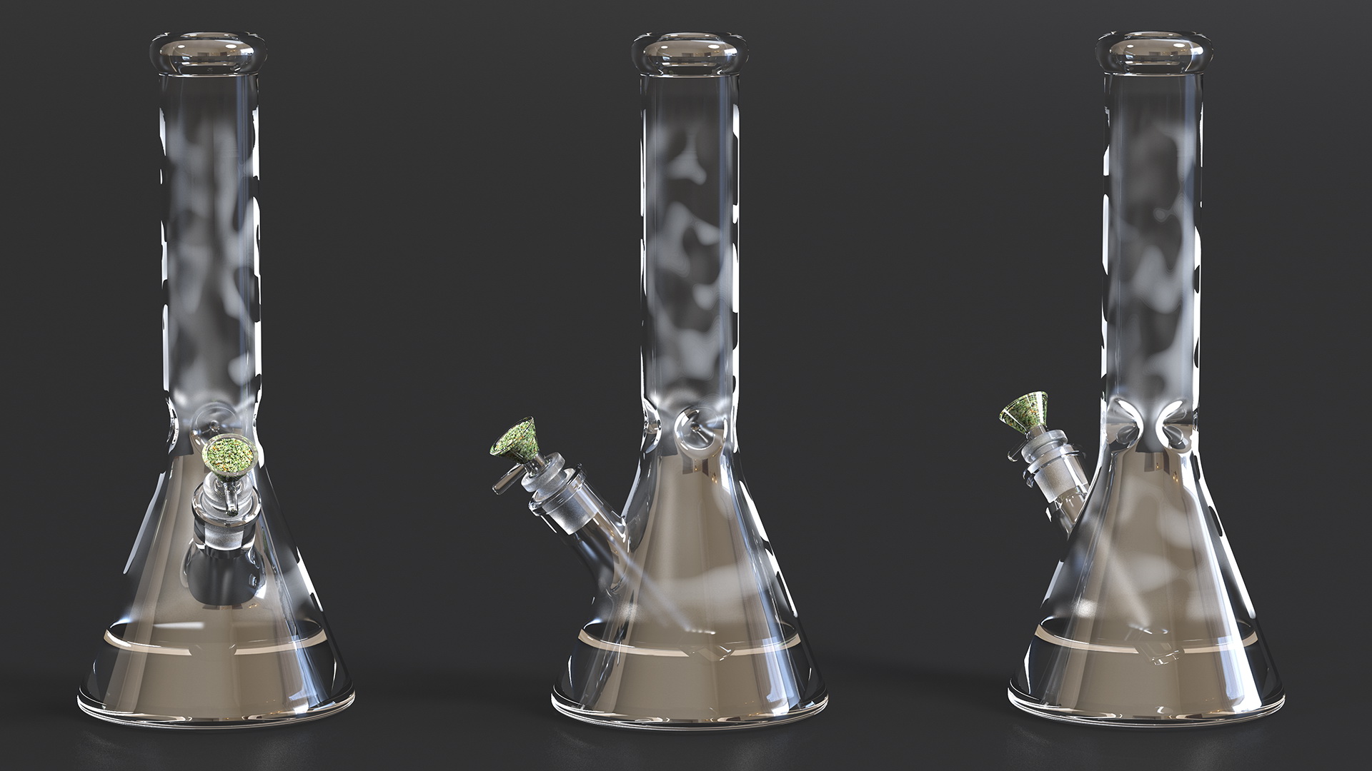 3D Glass Beaker Bong with Cannabis