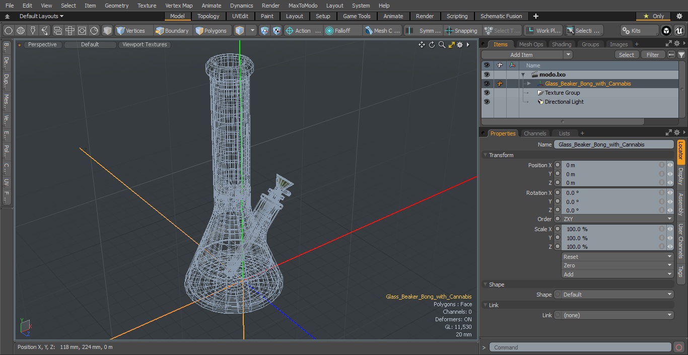 3D Glass Beaker Bong with Cannabis