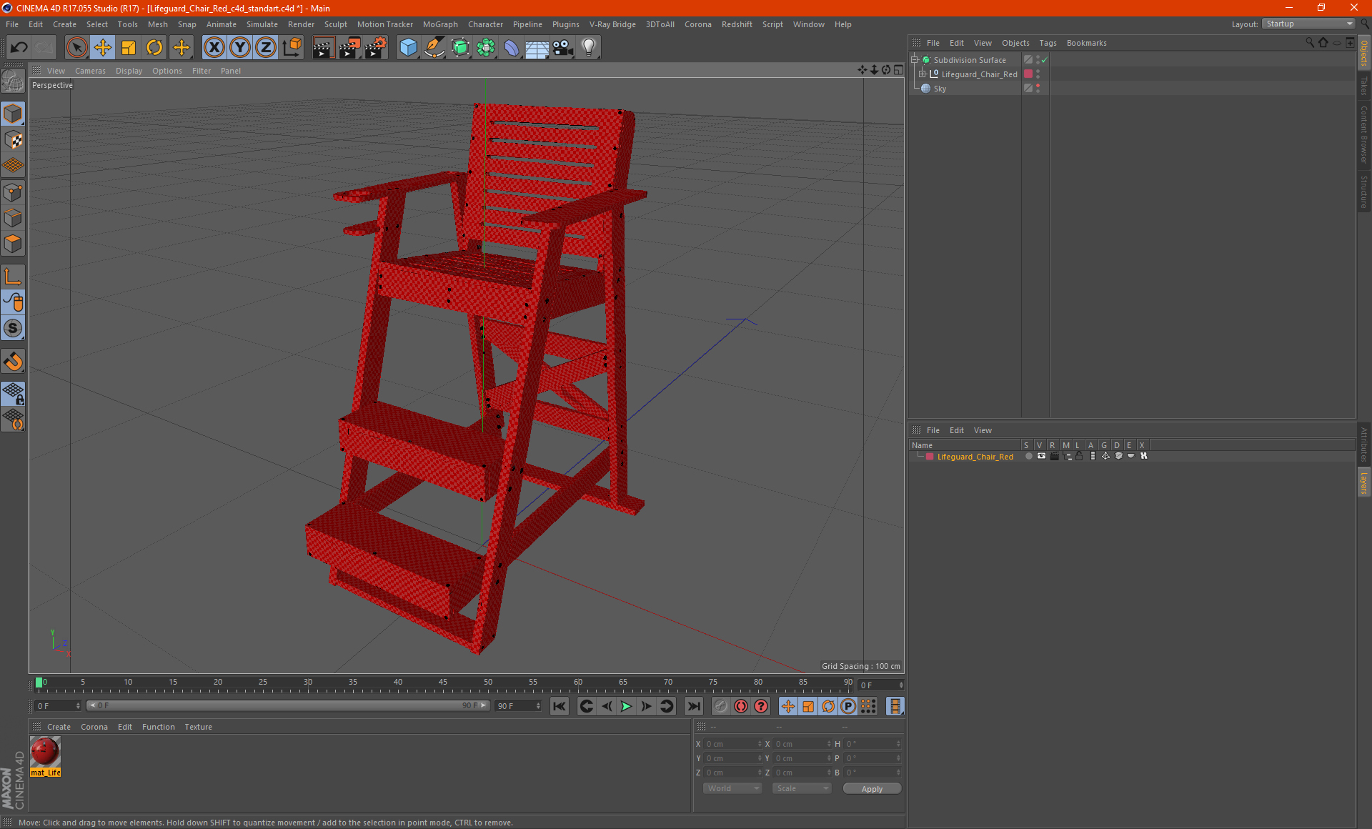 Lifeguard Chair Red 3D model