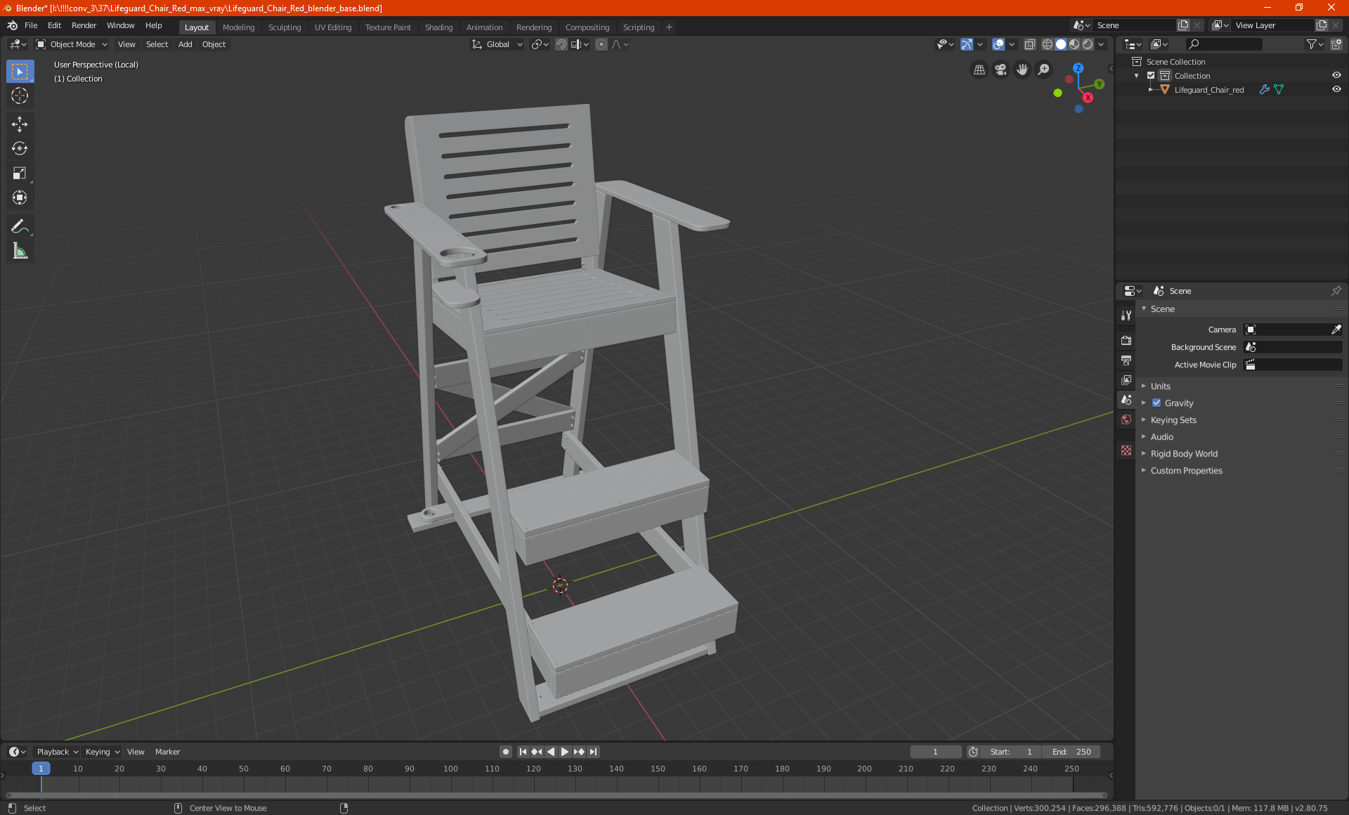 Lifeguard Chair Red 3D model