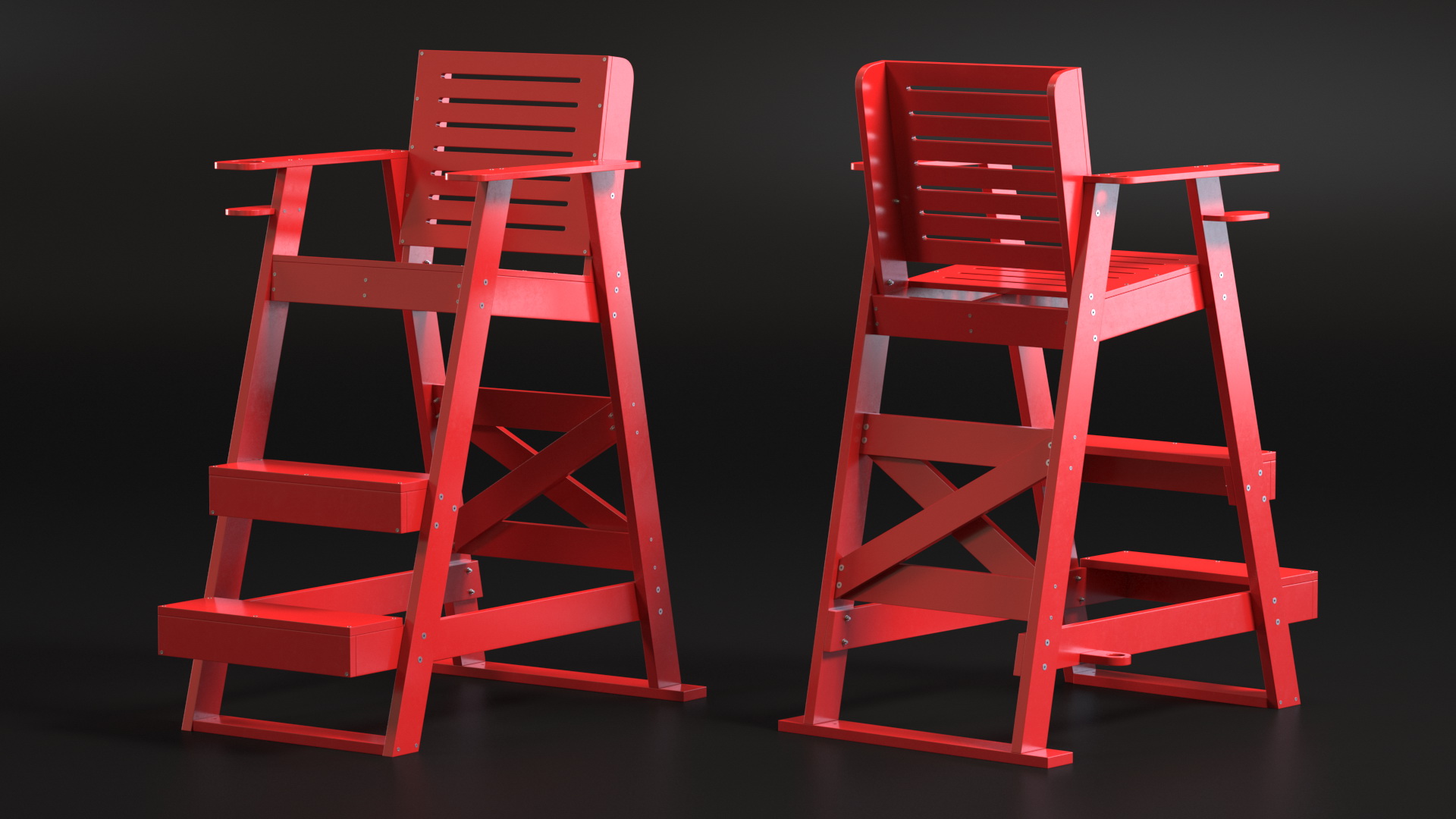 Lifeguard Chair Red 3D model