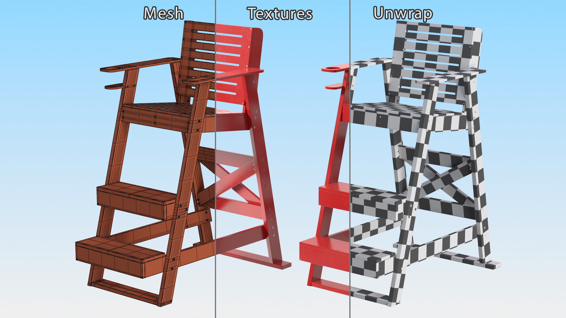 Lifeguard Chair Red 3D model