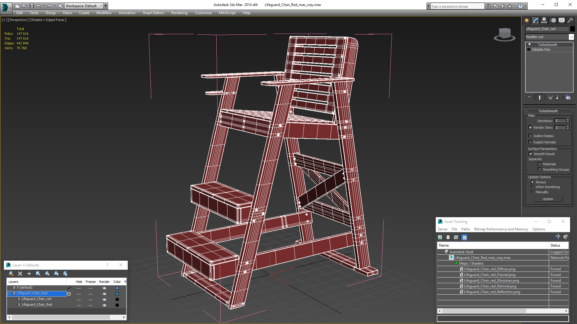 Lifeguard Chair Red 3D model