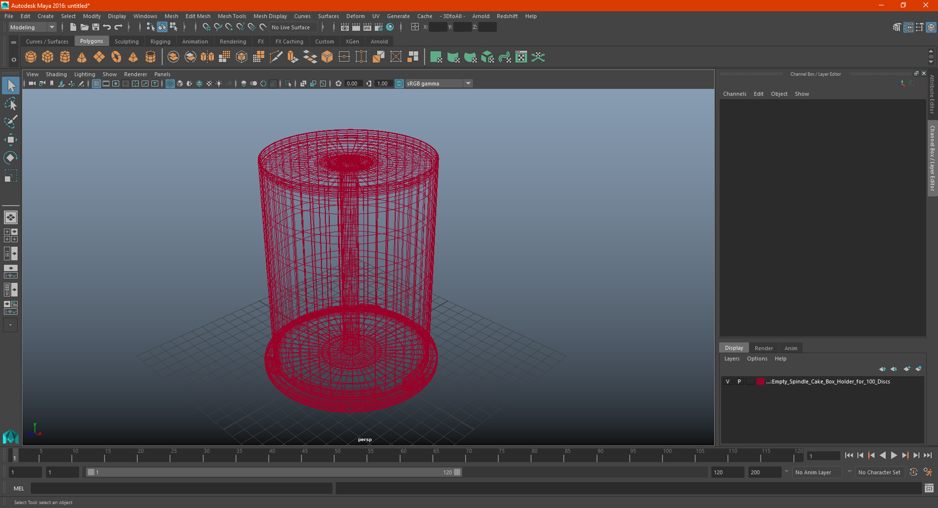 3D Empty Spindle Cake Box Holder for 100 Discs model