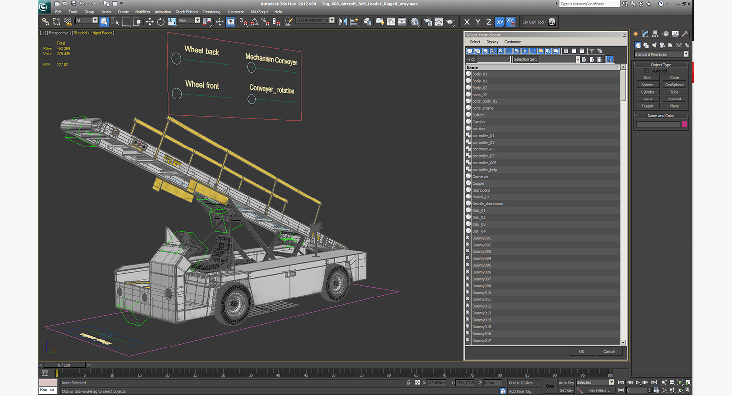 3D model Tug 660 Aircraft Belt Loader Rigged