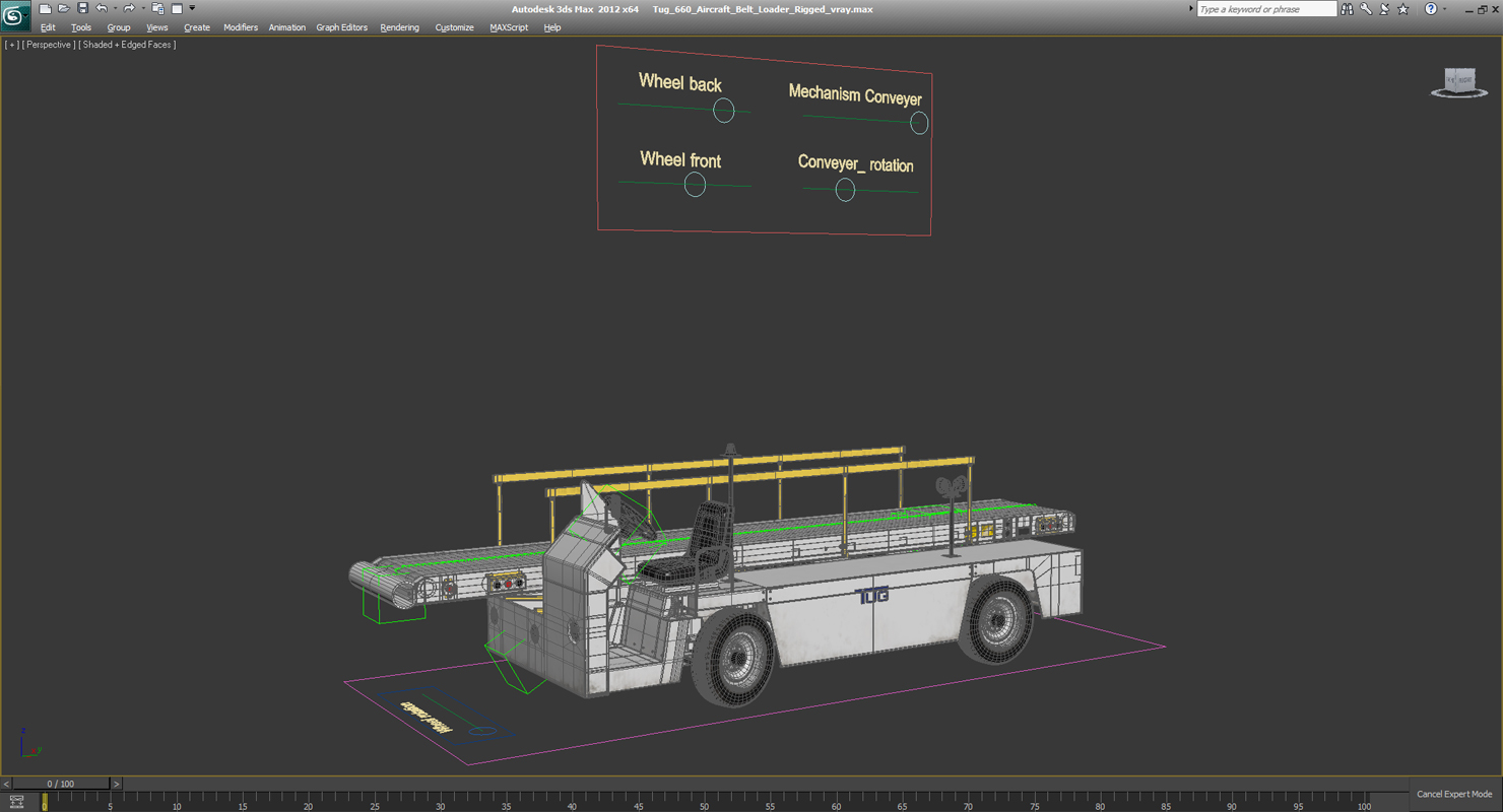 3D model Tug 660 Aircraft Belt Loader Rigged